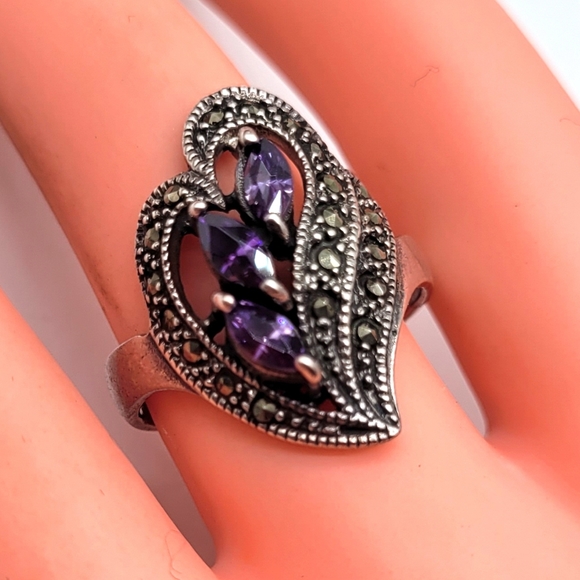 ❤️Amethyst sterling s925 heart ring - Picture 2 of 3